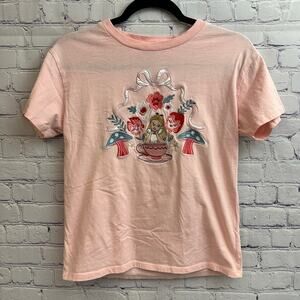 Disney Box Lunch Alice In Wonderland Embroidered Tee Shirt Women's XS Tea Party